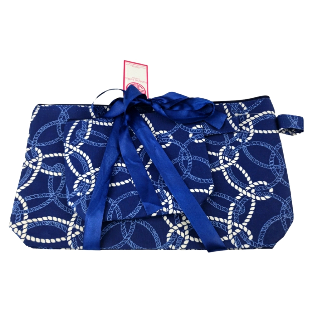 Buckhead Betties NWT Knot-Ical Zippered Pouch Set in Navy & White